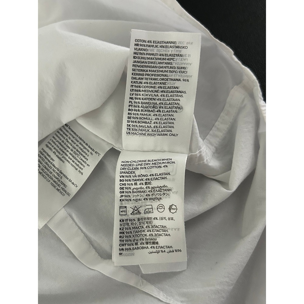 HM Muscle Fit Shirt Small White Grandad Band Collar Long Sleeve Button Up 1494 - Picture 9 of 13